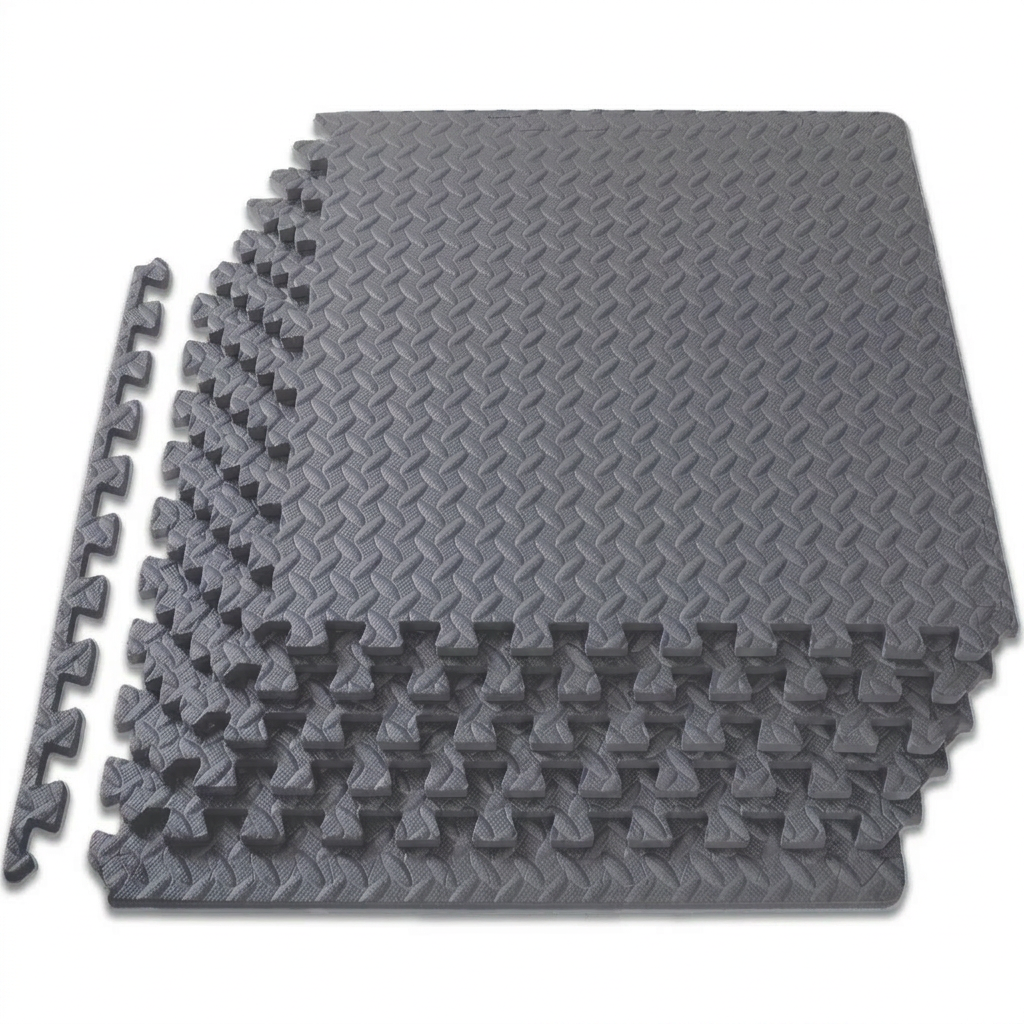 Grey EVA Interlocking Gym Flooring Tiles 60×60cm