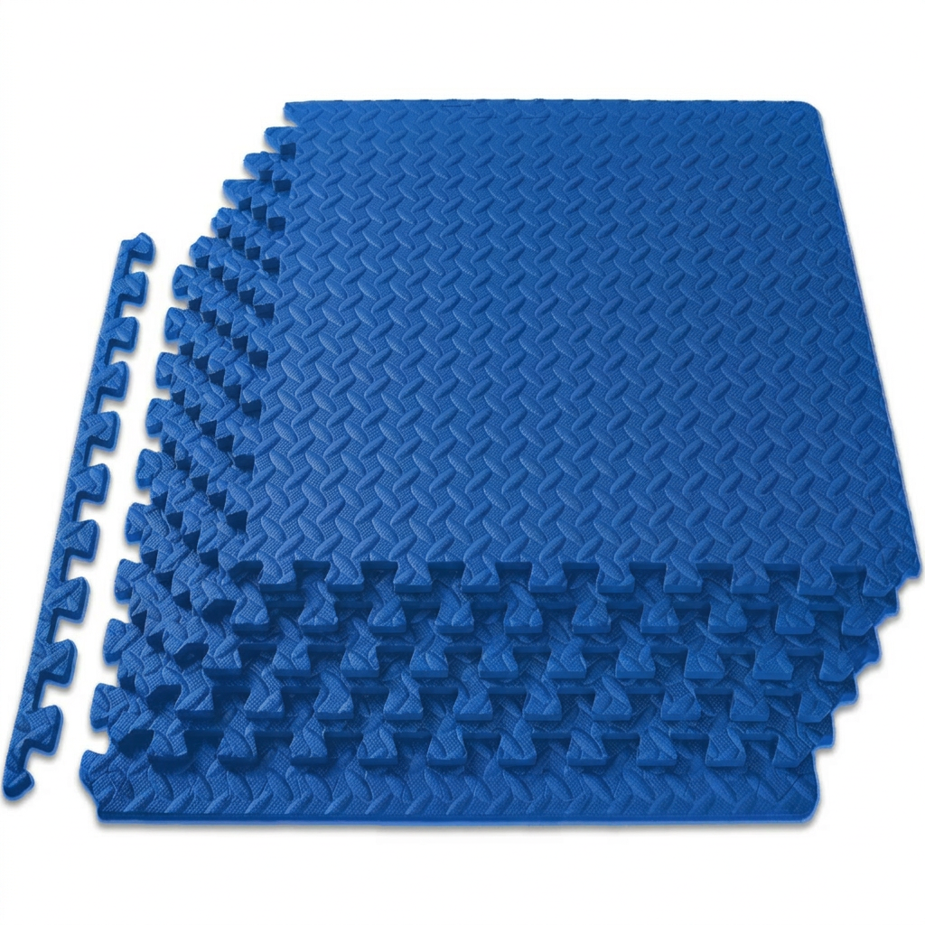 Blue EVA Interlocking Gym Flooring Tiles 60×60cm