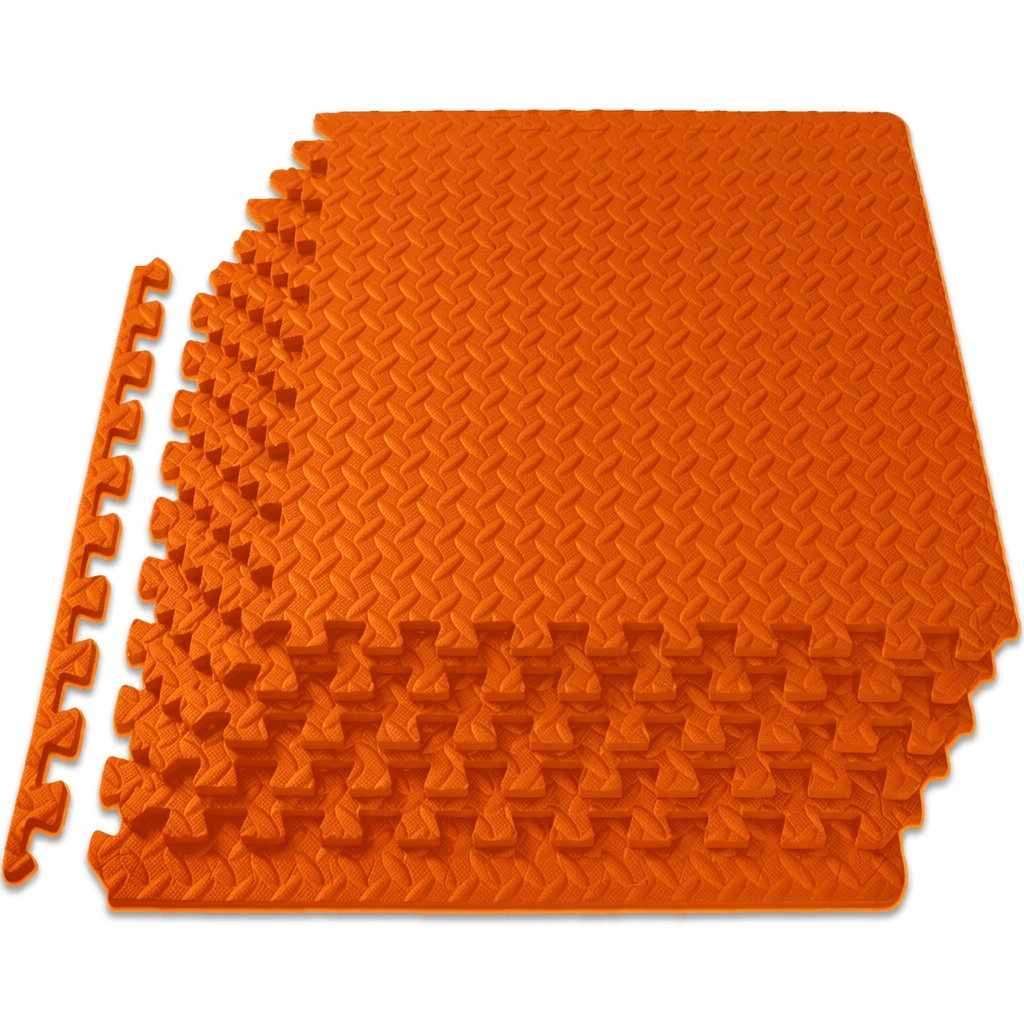 Orange EVA Interlocking Gym Flooring Tiles 60×60cm