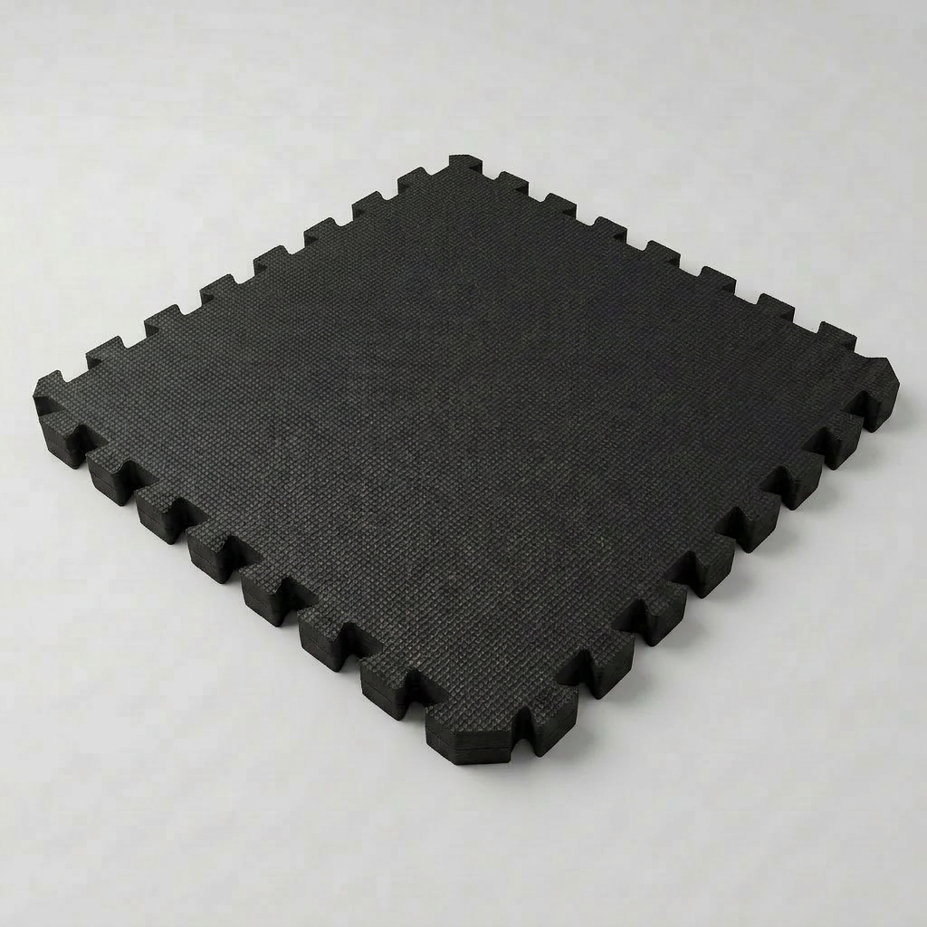 Black / Black reversible 2cm gym mat tile shown blue side up