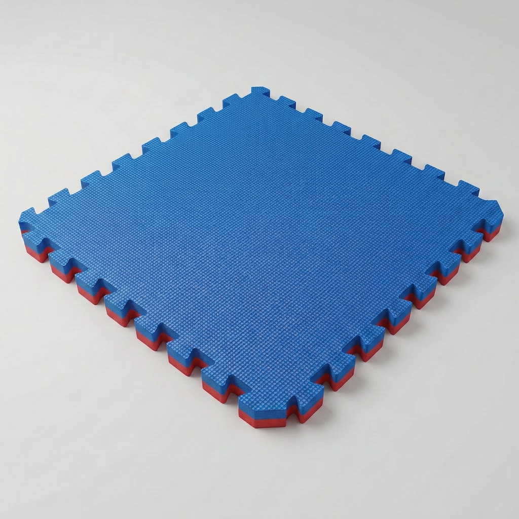 Red / Blue reversible 2cm gym mat tile shown blue side up