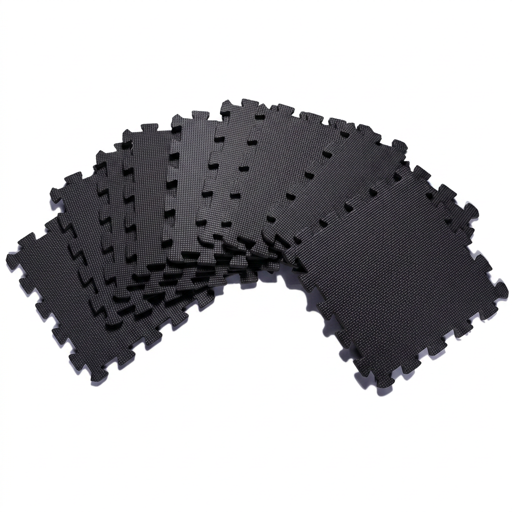 Black cross pattern interlocking foam tiles 30×30cm