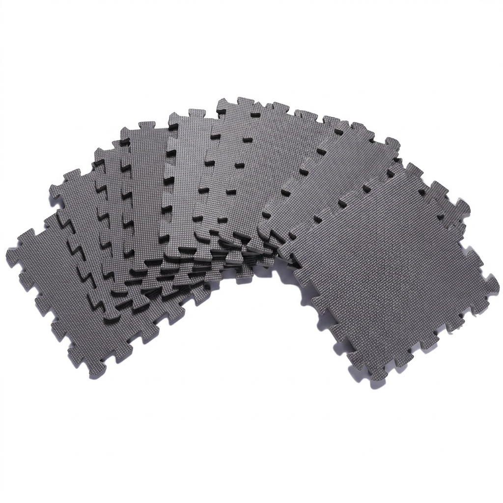 Grey cross pattern interlocking foam tiles 30×30cm